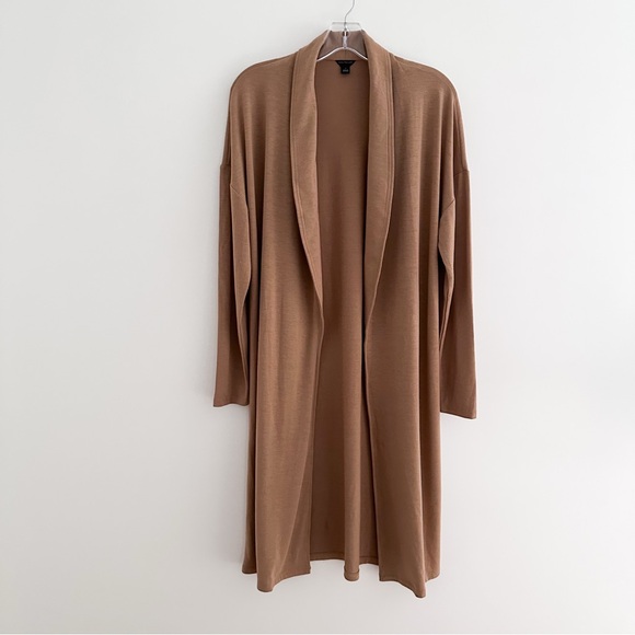 Ann Taylor Open Front Drape Knit Cardigan Duster Camel Tan Color Size Small - Picture 7 of 7